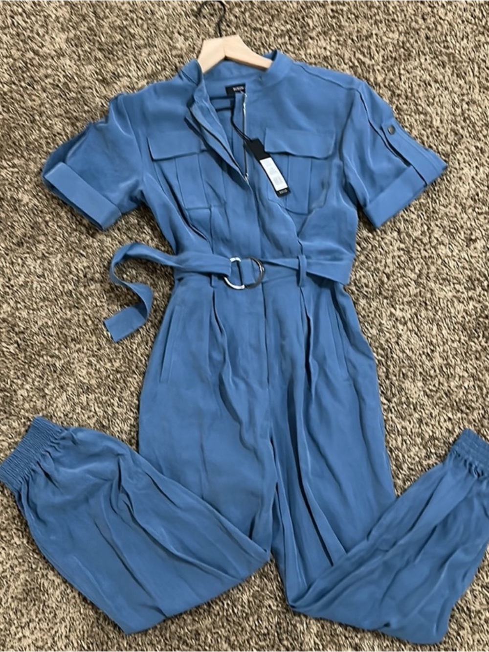 Stylish Blue Utility Jumpsuit with Belt